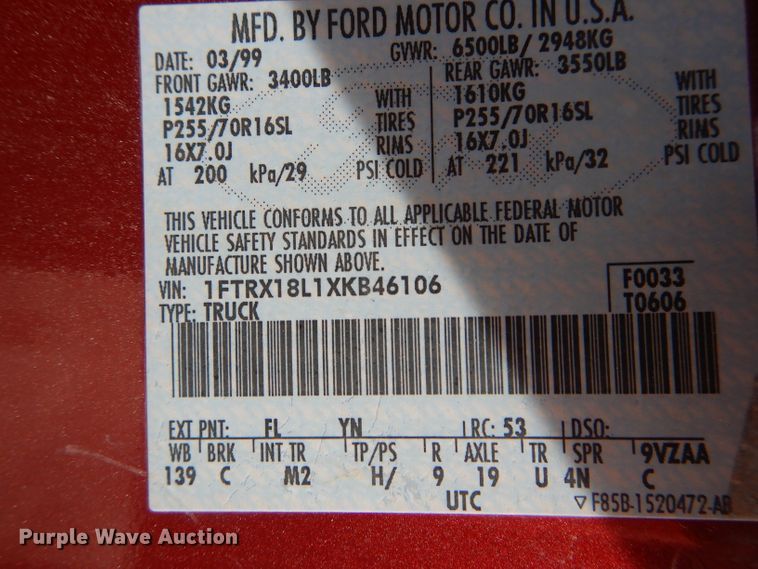 image for item DH6453 1999 Ford F150 XLT SuperCab pickup truck