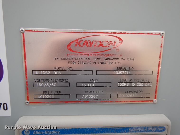 image for item DH8470 Kaydon KL10S2-006 oil filtration unit