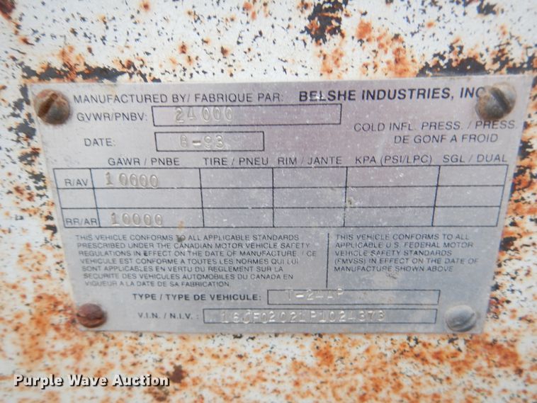 image for item DJ2999 1993 Belshe T-24AP equipment trailer