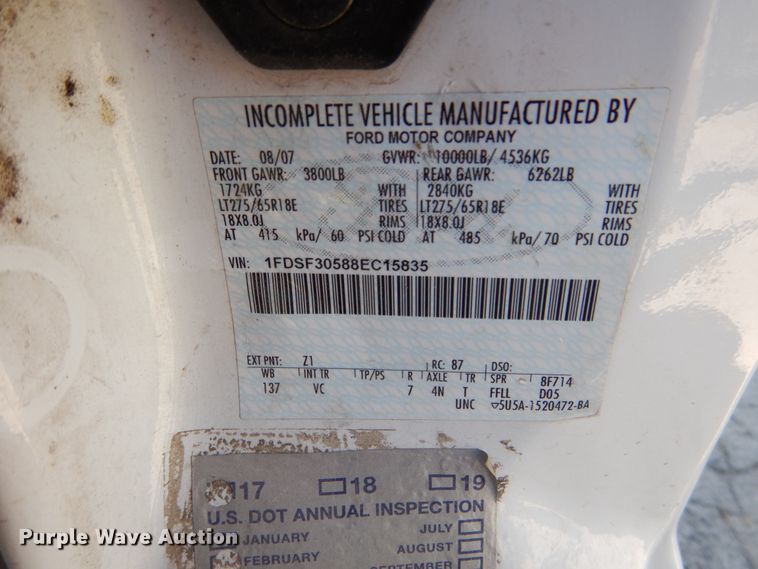 image for item EK9197 2008 Ford F350 XL Super Duty utility bed pickup truck