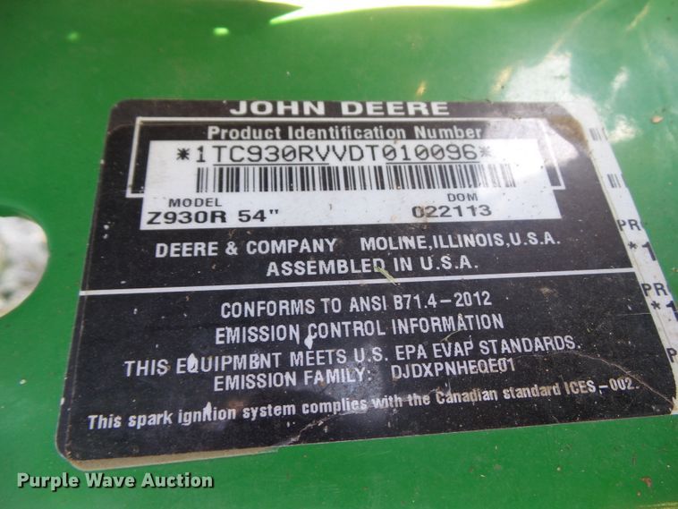 image for item EM9927 2014 John Deere Z930R ZTR lawn mower
