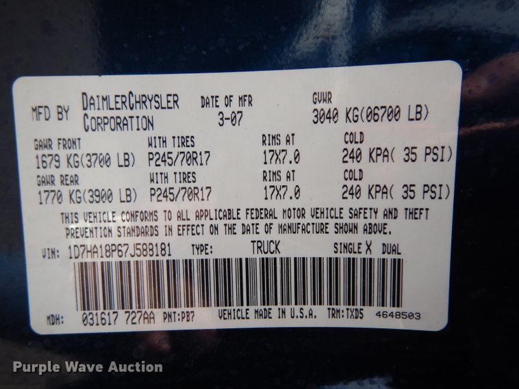 image for item ER9941 2007 Dodge Ram 1500 Quad Cab pickup truck