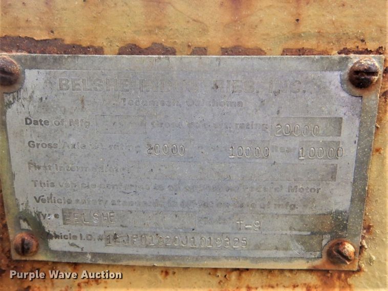 image for item GD9052 1988 Belshe T-9 equipment trailer