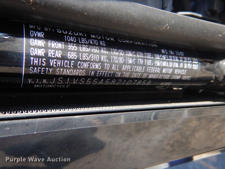 image for item GD9161 2008 Suzuki VL800 motorcycle