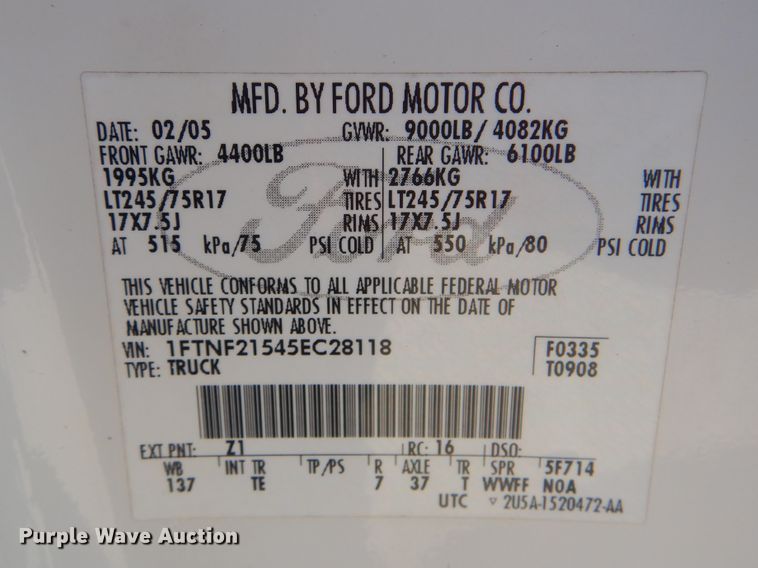 image for item GF9119 2005 Ford F250 pickup truck