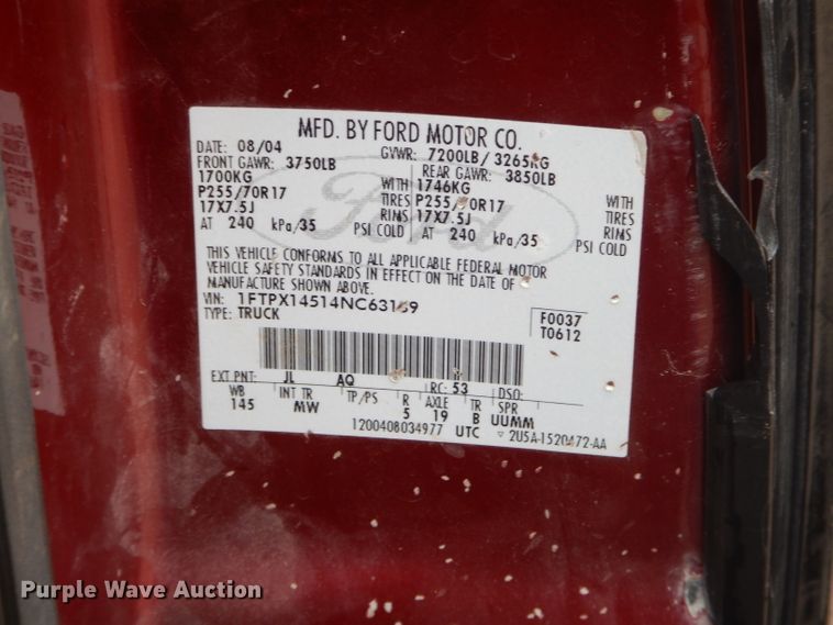 image for item GG9692 2004 Ford F150  SuperCab pickup truck