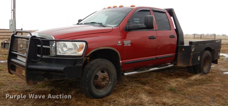 2007 Dodge Ram 3500 Quad Cab flatbed pickup truck in Atlanta, KS | Item  GK9034 sold | Purple Wave