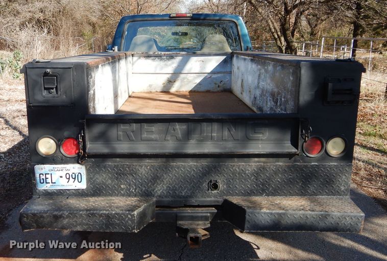 image for item GK9043 1996 Ford F350 Crew Cab utility bed pickup truck