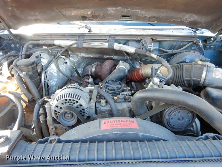 image for item GK9043 1996 Ford F350 Crew Cab utility bed pickup truck