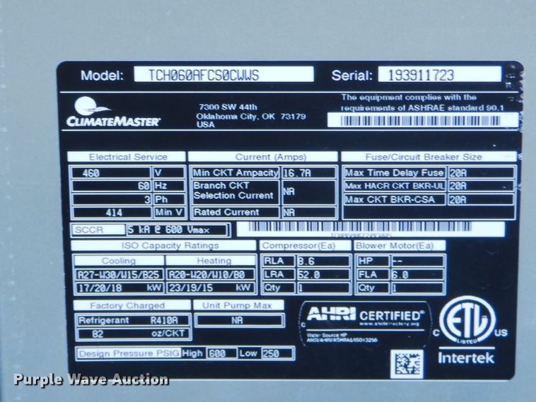 image for item GM9478 Climate Master Tranquility 16 geothermal heat pump