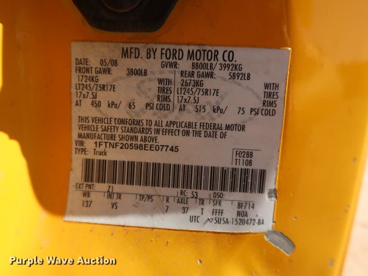 image for item GS9749 2008 Ford F250 Super Duty XL utility bed pickup truck