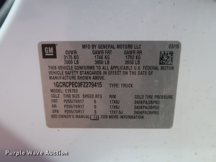 image for item GS9782 2015 Chevrolet Silverado 1500 Double Cab pickup truck