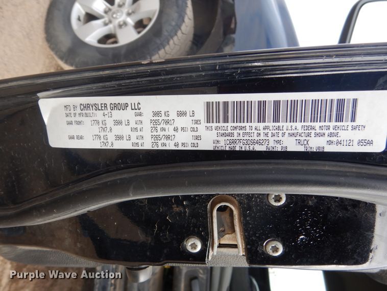 image for item GW9522 2013 Dodge Ram 1500 Quad Cab pickup truck