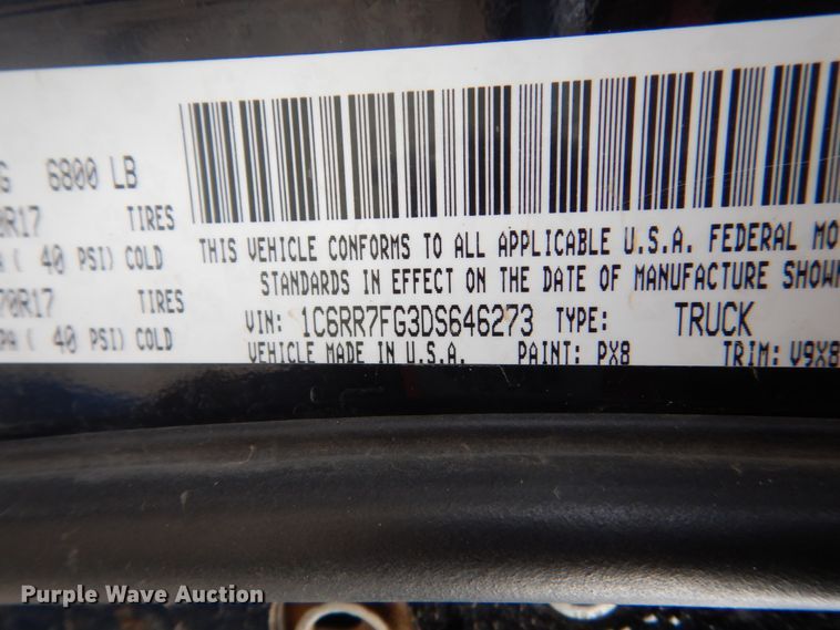 image for item GW9522 2013 Dodge Ram 1500 Quad Cab pickup truck