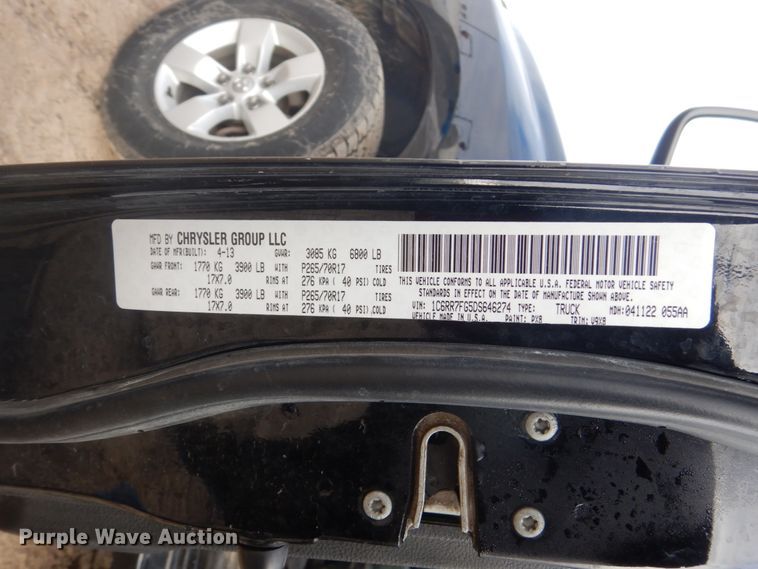 image for item GW9523 2013 Dodge Ram 1500 Quad Cab pickup truck