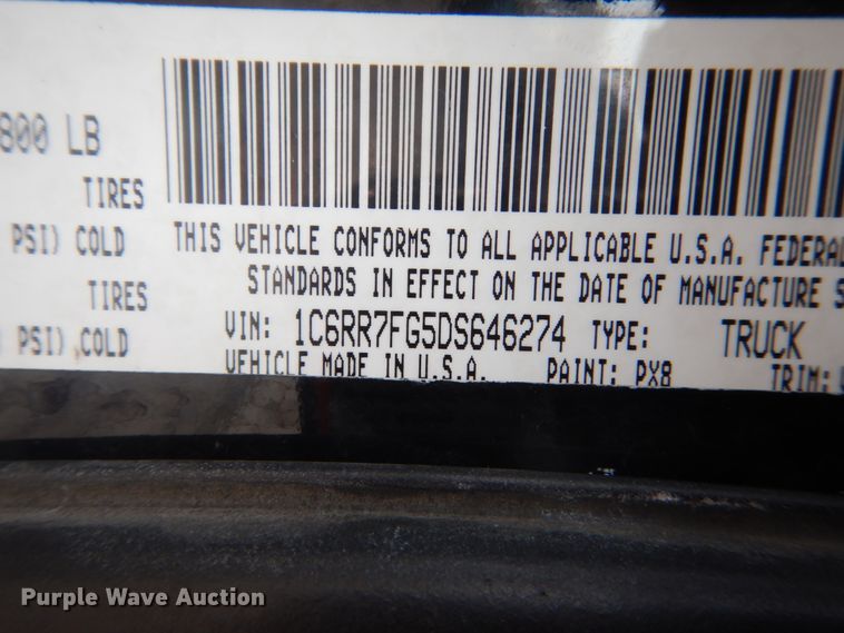 image for item GW9523 2013 Dodge Ram 1500 Quad Cab pickup truck