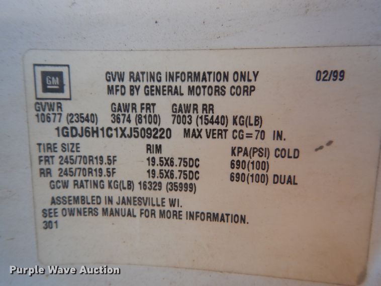 image for item GW9539 1999 GMC TopKick flatbed truck