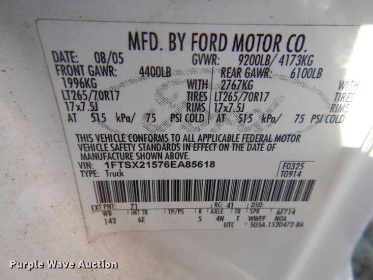 image for item GW9545 2006 Ford F250 Super Duty SuperCab pickup truck