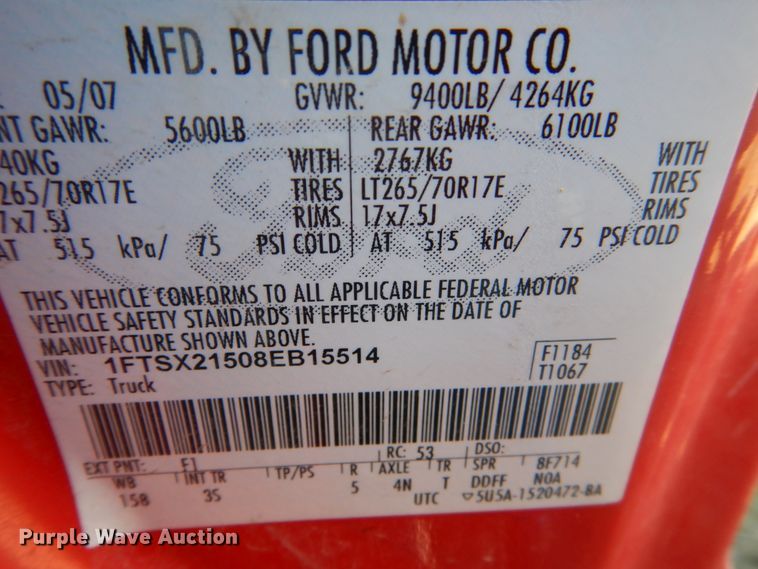 image for item GW9549 2008 Ford F250 Super Duty SuperCab pickup truck