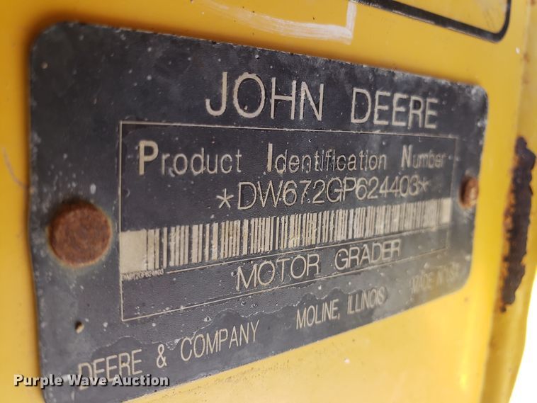 image for item DD2638 2009 John Deere 672GP motor grader