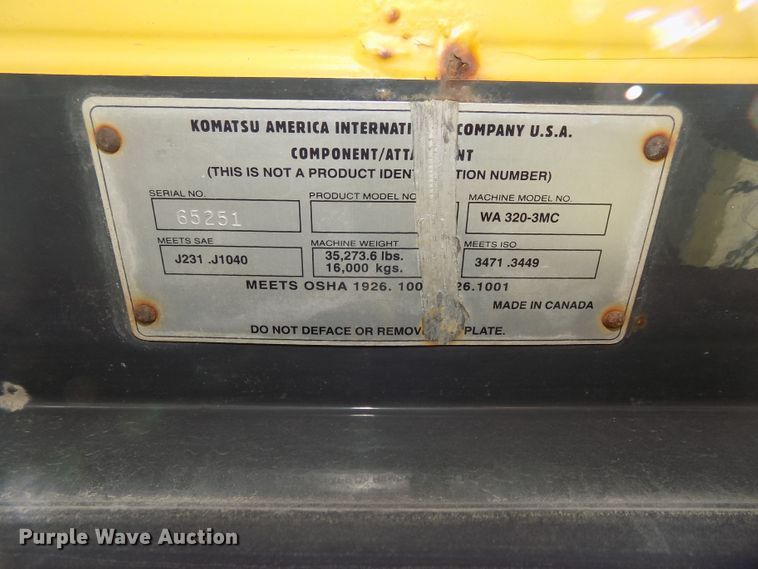 image for item DG2540 1999 Komatsu WA320-3MC wheel loader