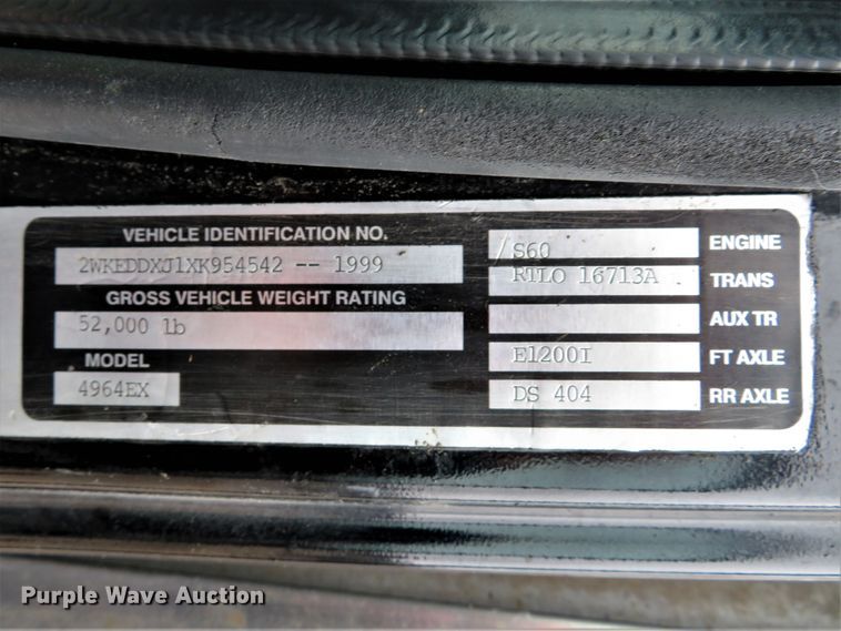 image for item DH1696 1999 Western Star 4964EX dump truck