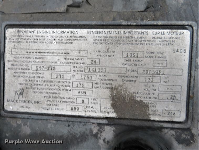 image for item DH1697 1992 Mack RD690S dump truck