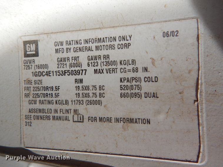 image for item DH4421 2003 GMC C4500 dump truck