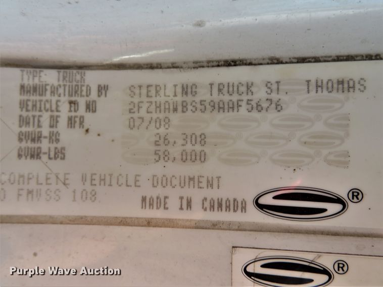 image for item DI2088 2009 Sterling L-Line dump truck