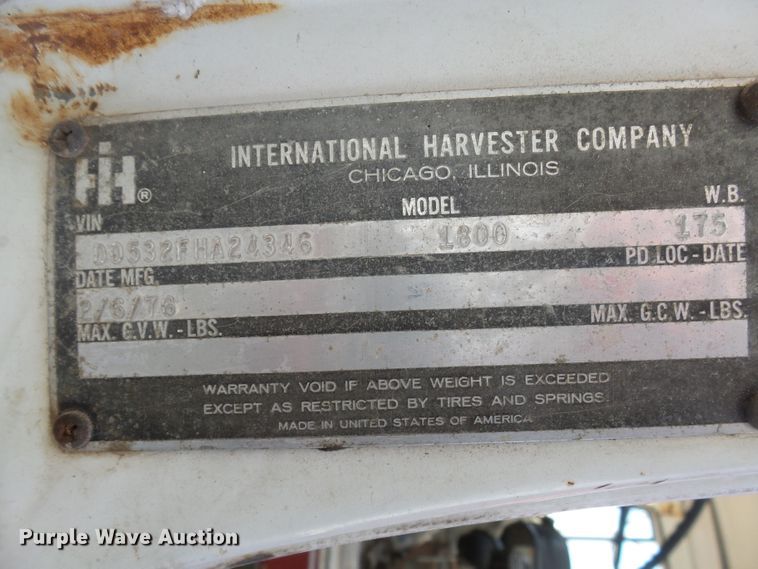 image for item EF9597 1976 International Loadstar 1800 rail road dump truck