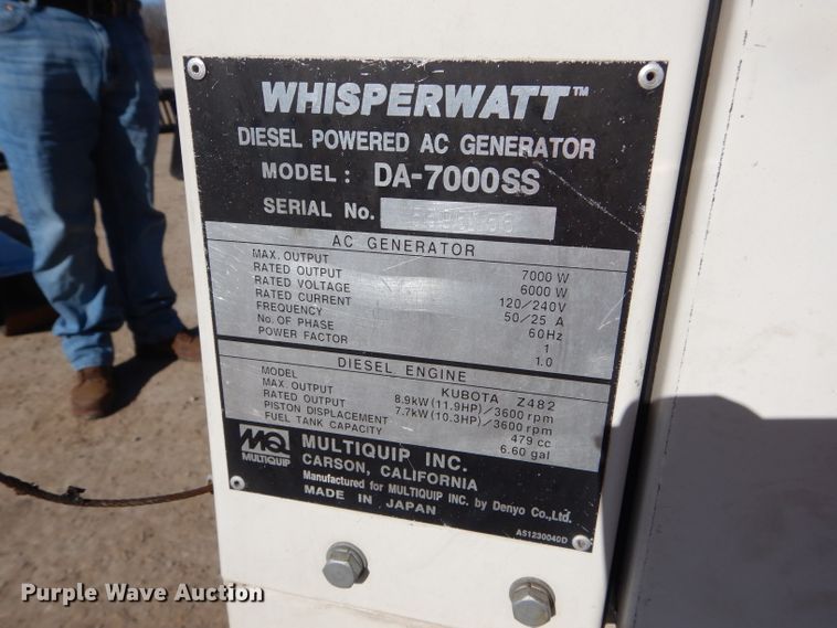 image for item FY9090 Multiquip DA-7000SS generator