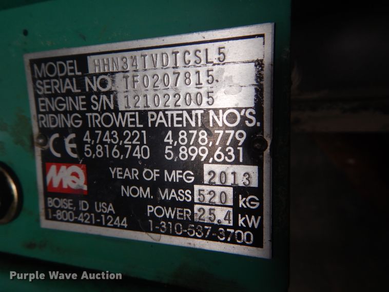 image for item FY9105 2013 Whiteman HHN34TVDTCSL5 power trowel