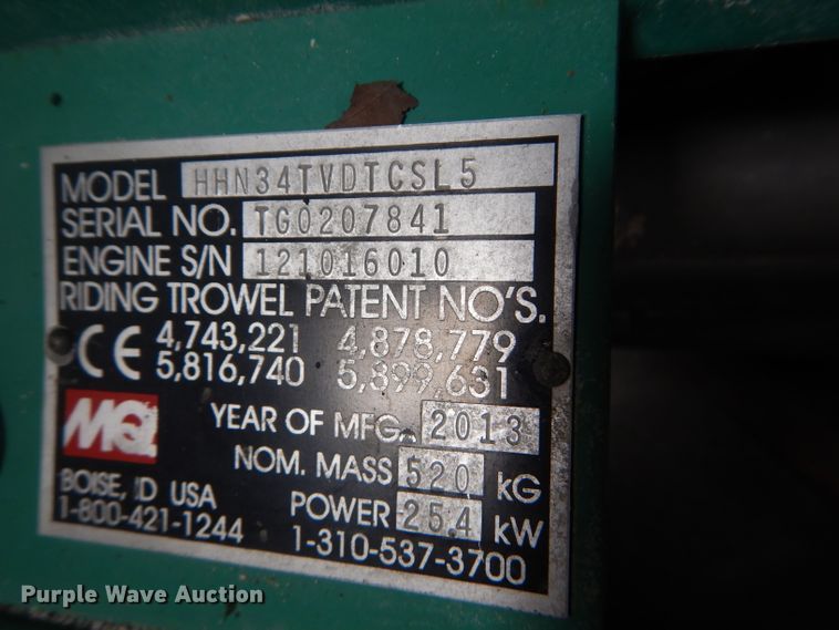 image for item FY9107 2013 Whiteman HHN34TVDTCSL5 power trowel