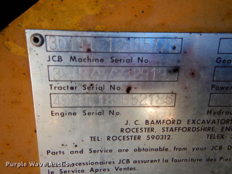 image for item GB9797 1978 JCB 3D111 backhoe