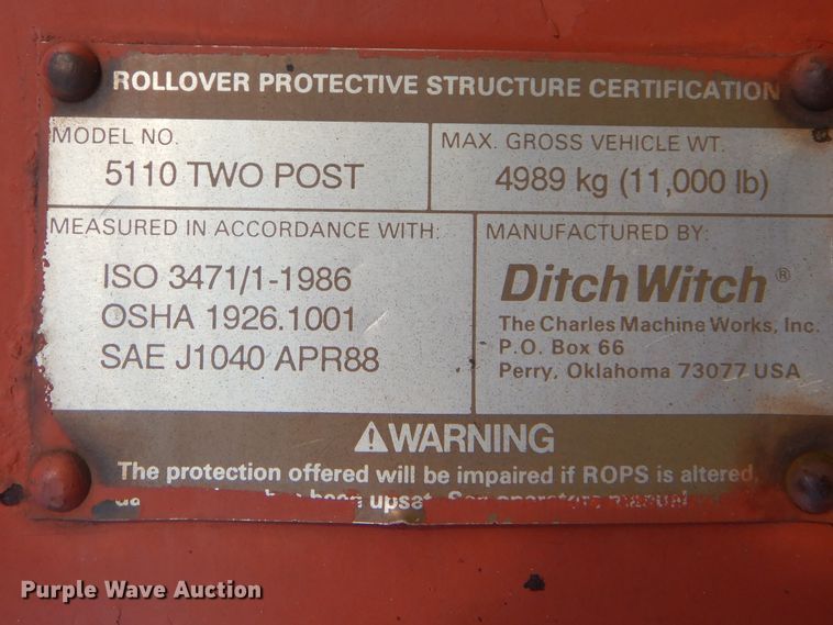 image for item GD9186 1994 Ditch Witch 5110 trencher