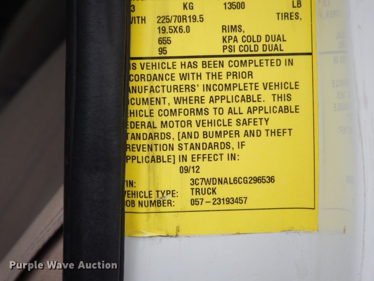 image for item GG9735 2012 Dodge Ram 5500 bucket truck