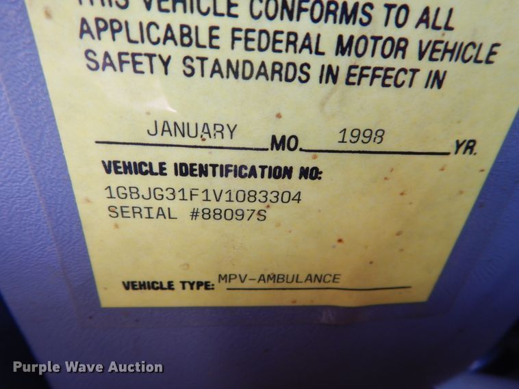 image for item GW9559 1997 Chevrolet Express 3500 ambulance