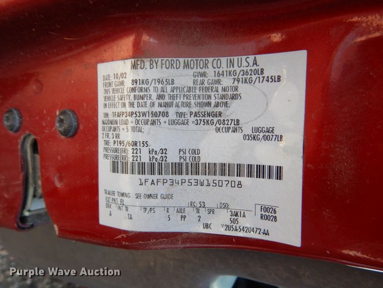 image for item DF7403 2003 Ford Focus