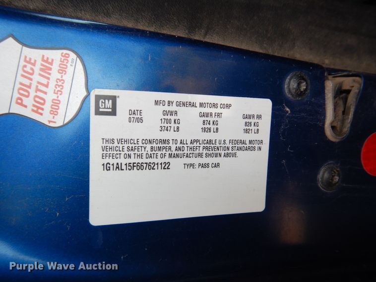 image for item DF7405 2006 Chevrolet Cobalt