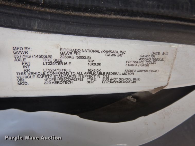 image for item DG6346 2012 Ford E450 Super Duty shuttle bus