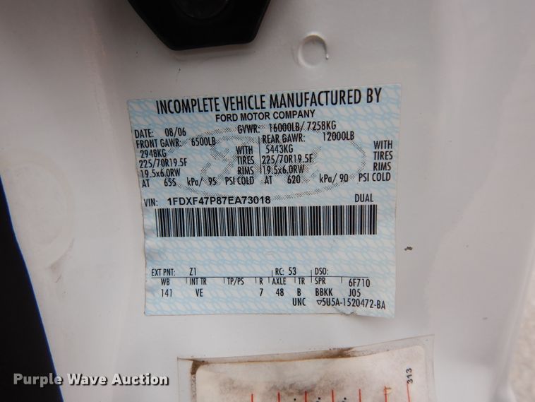 image for item DG6359 2007 Ford F450 Super Duty XL dump truck