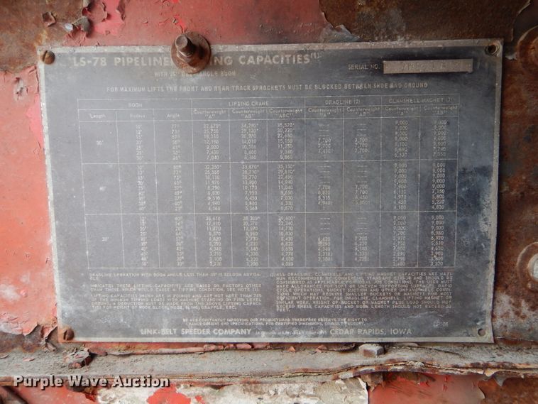 image for item DH6485 1968 Link Belt LS-78PL crane