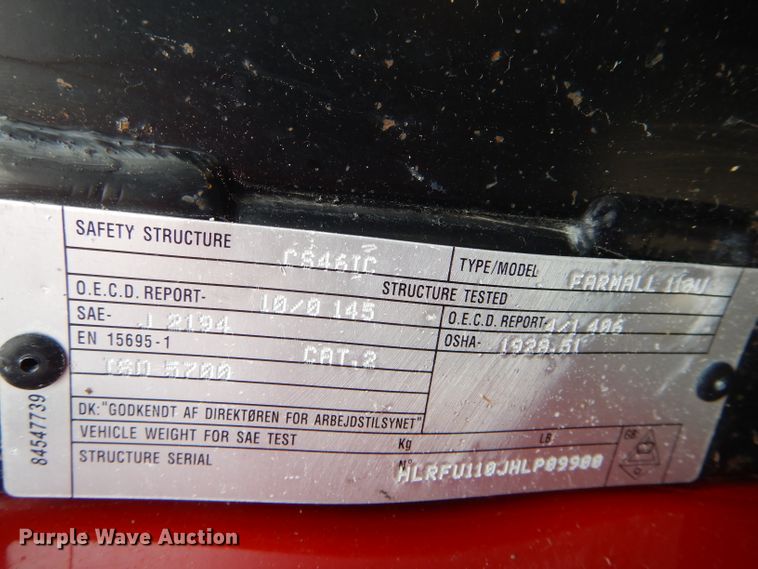 image for item DH6488 2018 Case IH Farmall 110U MFWD tractor