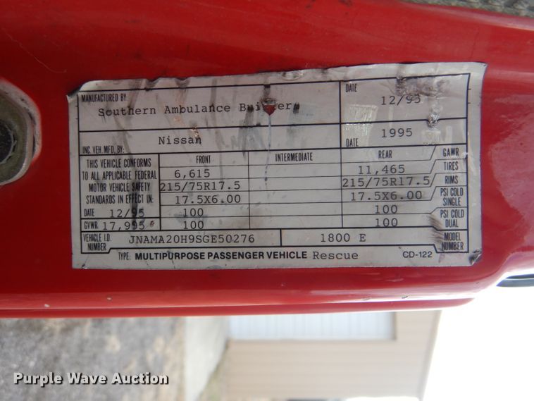 image for item DI2386 1995 Nissan 1800E rescue vehicle