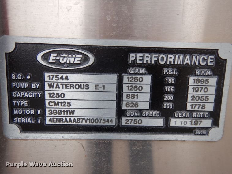 image for item ER9976 1997 Emergency One pumper fire truck