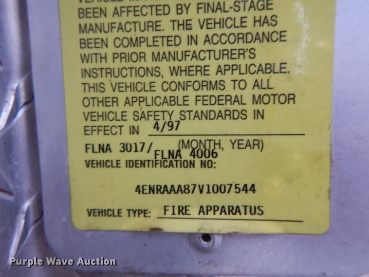 image for item ER9976 1997 Emergency One pumper fire truck