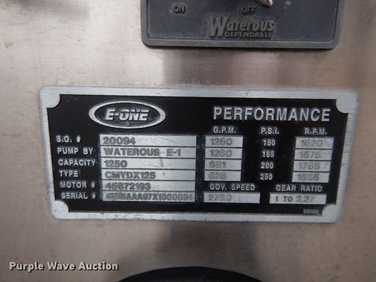 image for item ER9977 1999 Emergency One pumper fire truck