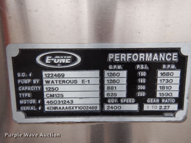 image for item ER9978 2000 Emergency One pumper fire truck