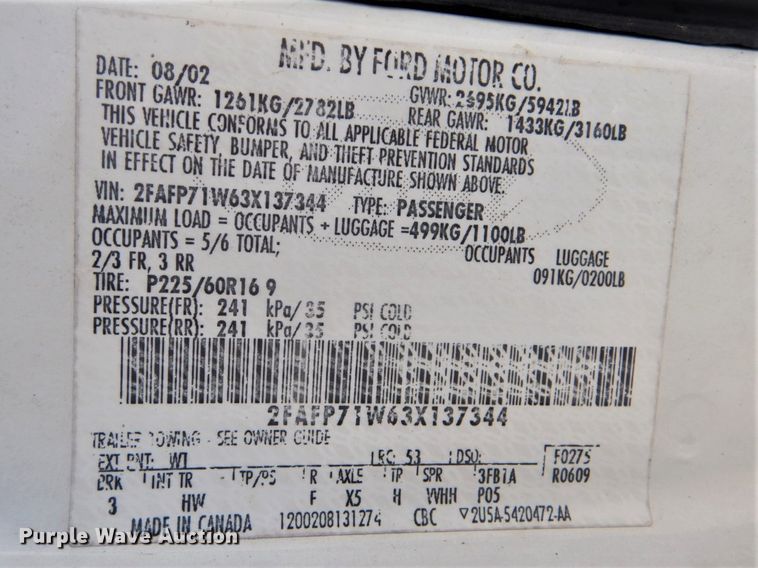 image for item GD9092 2003 Ford Crown Victoria Police Interceptor