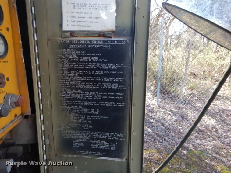 image for item GD9095 1976 Libby Welding Co. MB5A light plant